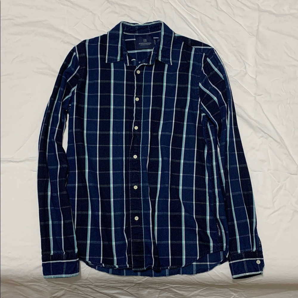 Scotch & Soda Navy and White Checkered Shirt